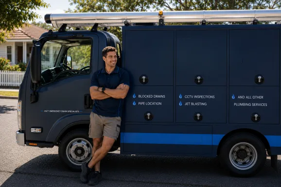 Service van and plumber at a Yarrawarrah callout