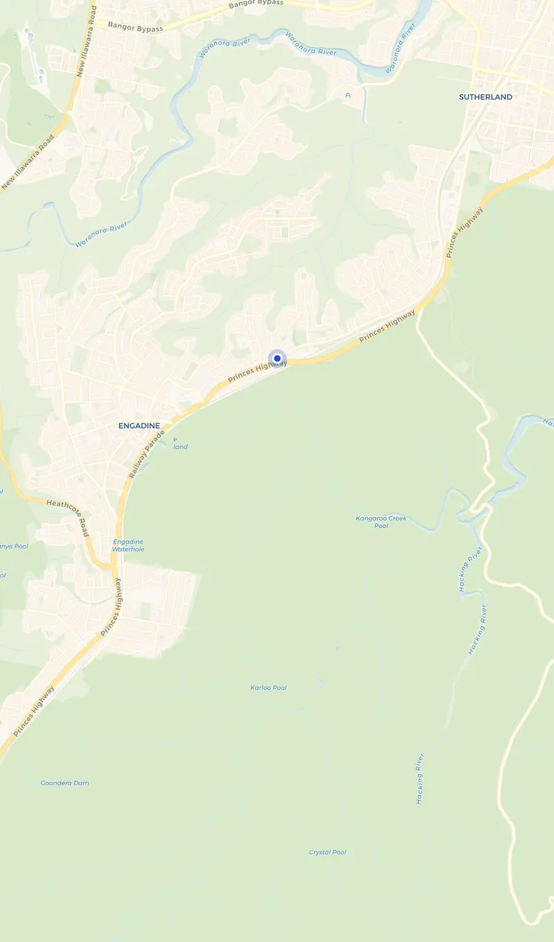 Map of the Yarrawarrah service area and the surrounding suburbs we cover.
