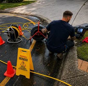 Burst drain pipe being repaired in Yarrawarrah